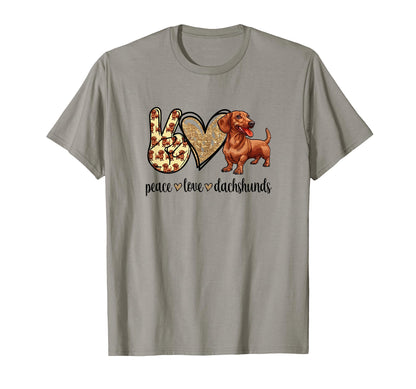 Funny Womens Peace Love Dachshunds T-Shirt - Fun Novelty Design for Adults - T-Shirt, Sweatshirt, Hoodie