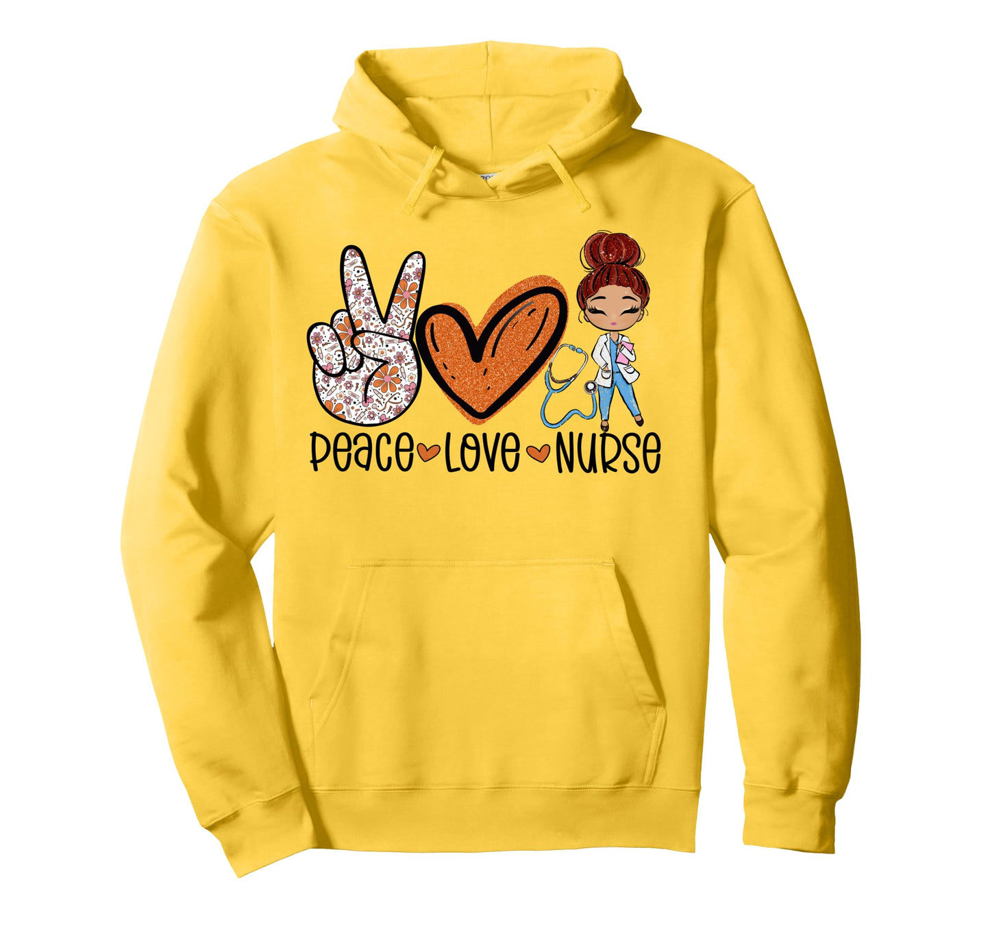 Peace Love Nurse Life Floral Nursing Hoodie - Streetwear Style for Adults - T-Shirt, Sweatshirt, Hoodie