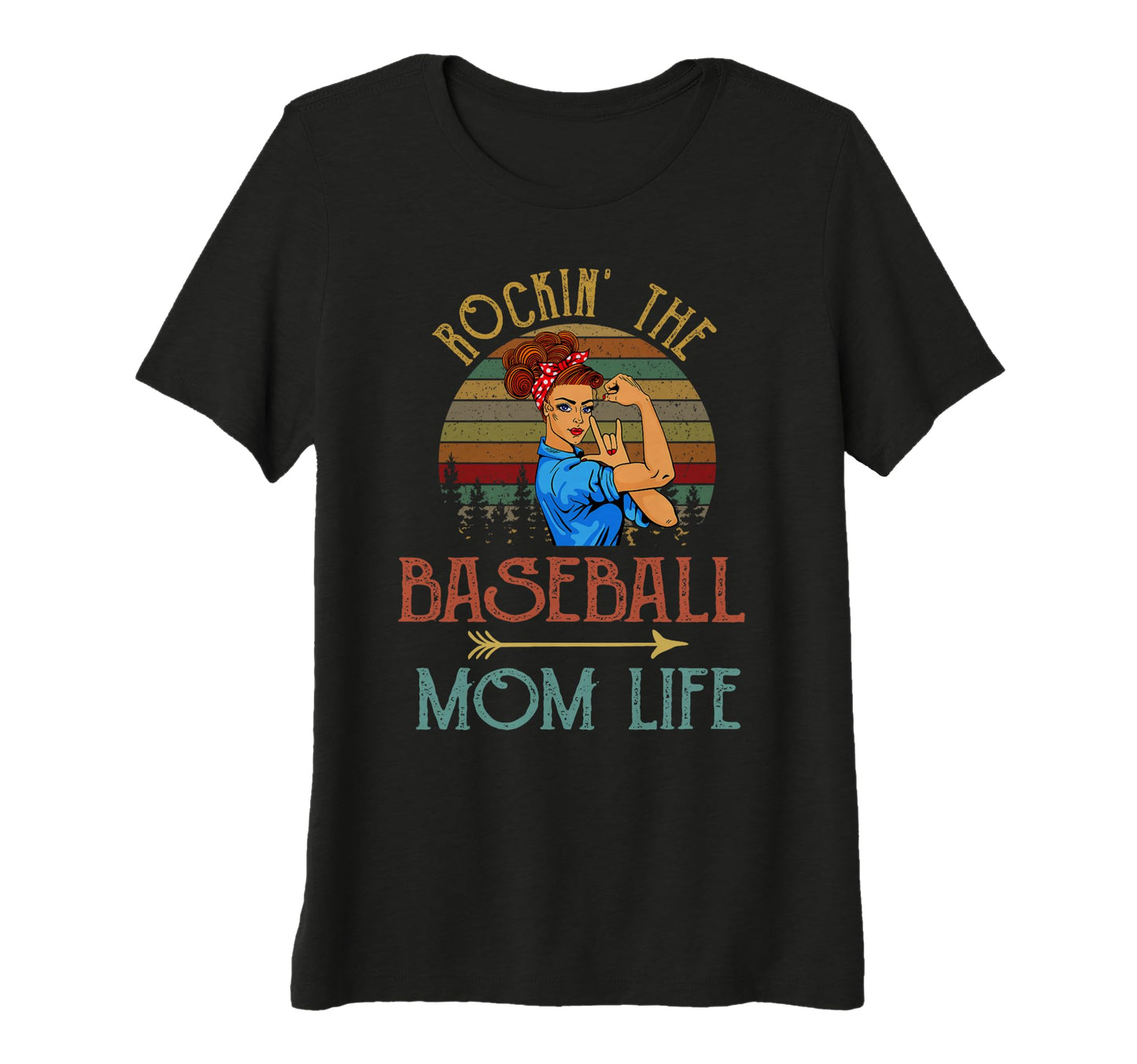 Womens Rockin Baseball Mom Life Flower T-Shirt - Custom Art Print Unisex - T-Shirt, Sweatshirt, Hoodie