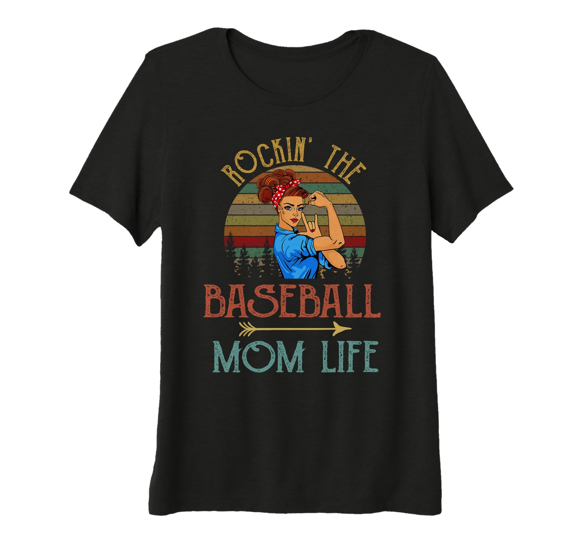 Womens Rockin Baseball Mom Life Flower T-Shirt - Custom Art Print Unisex - T-Shirt, Sweatshirt, Hoodie