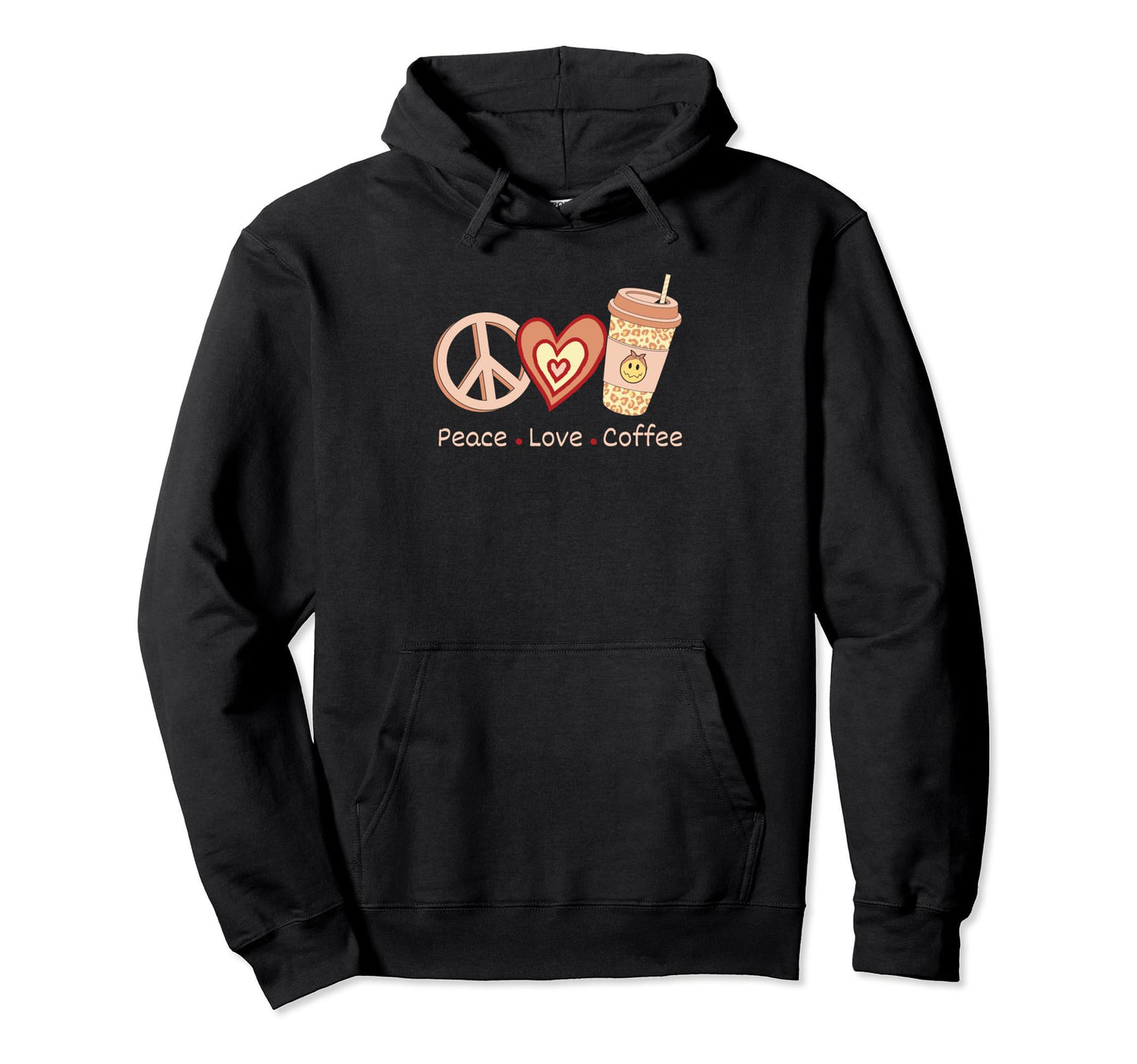 Peace Love Coffee Heart Peace Sign Coffee Hoodie - Custom Art Print Unisex - T-Shirt, Sweatshirt, Hoodie