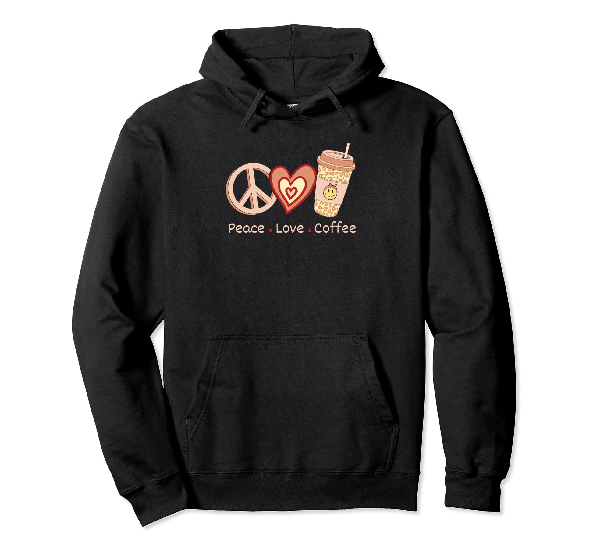 Peace Love Coffee Heart Peace Sign Coffee Hoodie - Custom Art Print Unisex - T-Shirt, Sweatshirt, Hoodie
