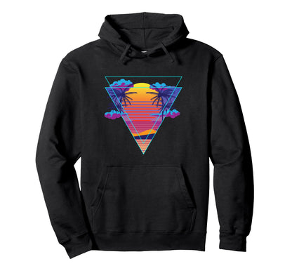 Beach Retrowave Vaporwave Hoodie - Custom Art Print Men Women - T-Shirt, Sweatshirt, Hoodie