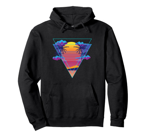 Beach Retrowave Vaporwave Hoodie - Custom Art Print Men Women - T-Shirt, Sweatshirt, Hoodie