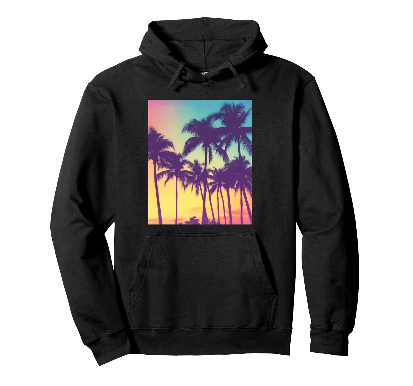 Color Photo Palm Trees Sunset Island Hoodie - Unique Graphic Men Women - T-Shirt, Sweatshirt, Hoodie