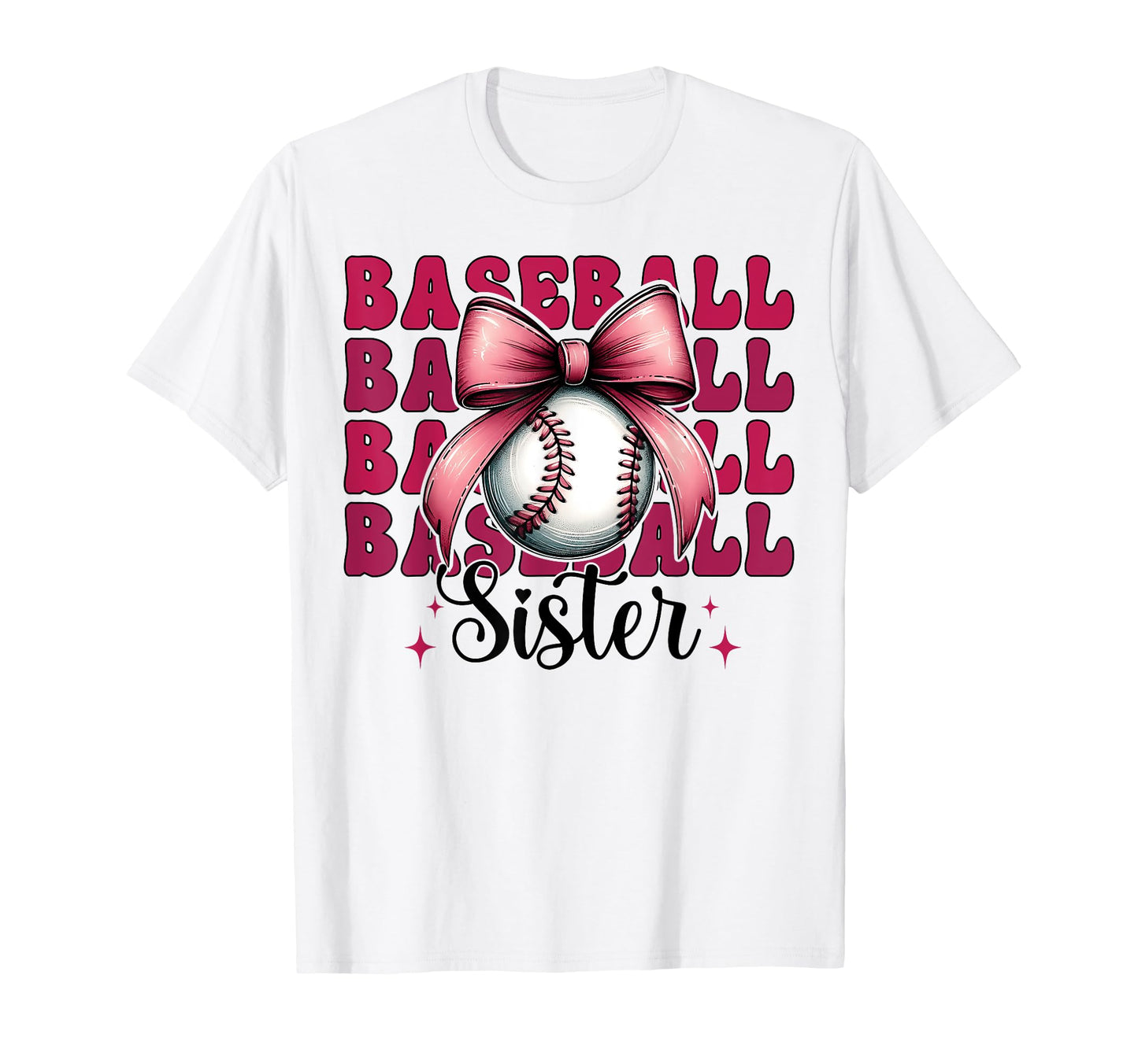 Baseball Sister Baseball Coquette Bow T-Shirt - Graphic Print Unisex - T-Shirt, Sweatshirt, Hoodie