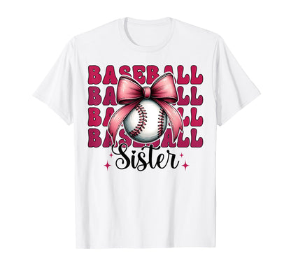 Baseball Sister Baseball Coquette Bow T-Shirt - Graphic Print Unisex - T-Shirt, Sweatshirt, Hoodie