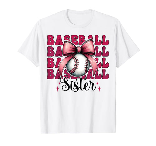Baseball Sister Baseball Coquette Bow T-Shirt - Graphic Print Unisex - T-Shirt, Sweatshirt, Hoodie
