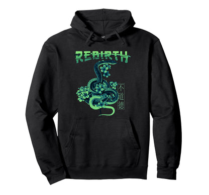 Snake Flower Rebirth Aesthetic Edgy Hoodie - Custom Art Print Unisex - T-Shirt, Sweatshirt, Hoodie