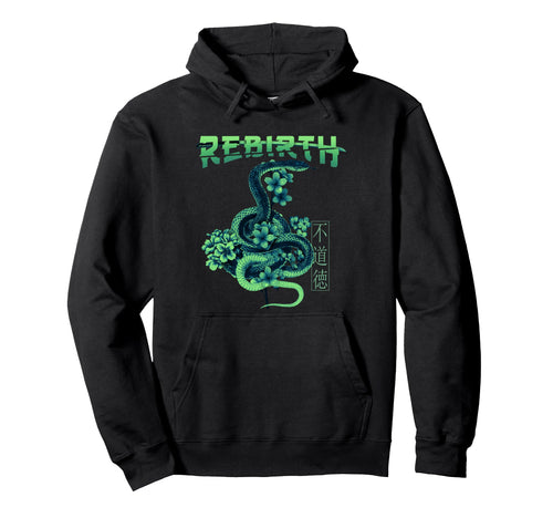 Snake Flower Rebirth Aesthetic Edgy Hoodie - Custom Art Print Unisex - T-Shirt, Sweatshirt, Hoodie