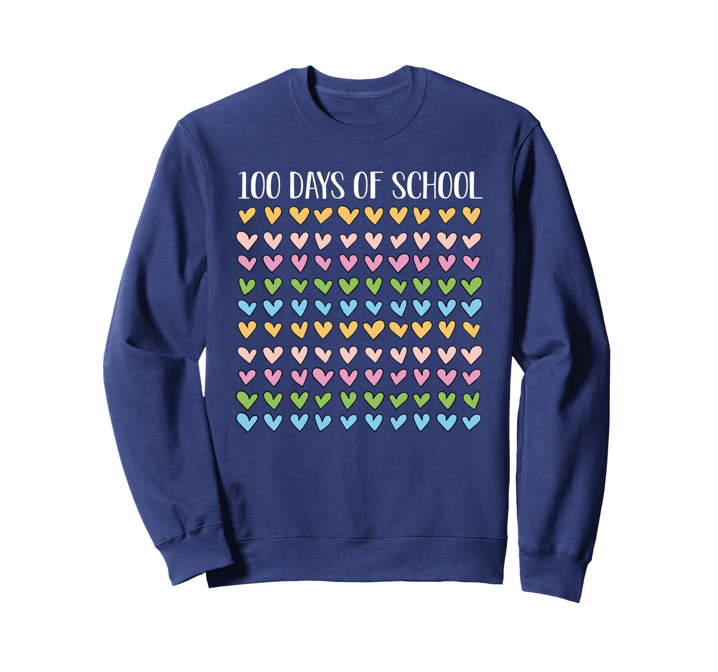 100 Days School Hearts 100Th Teacher Sweatshirt - Graphic Print for Adults - T-Shirt, Sweatshirt, Hoodie