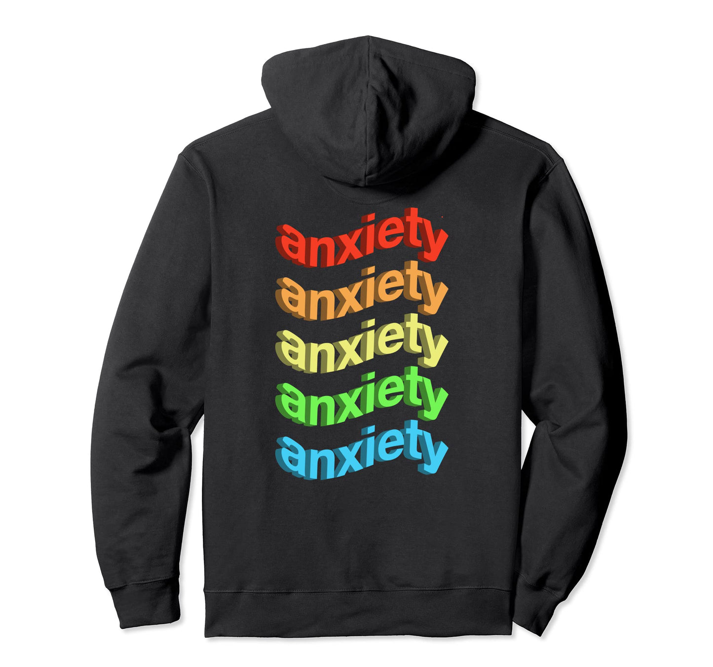 Anxiety Rainbow Waves Aesthetic Hoodie - Unique Graphic for Adults - T-Shirt, Sweatshirt, Hoodie