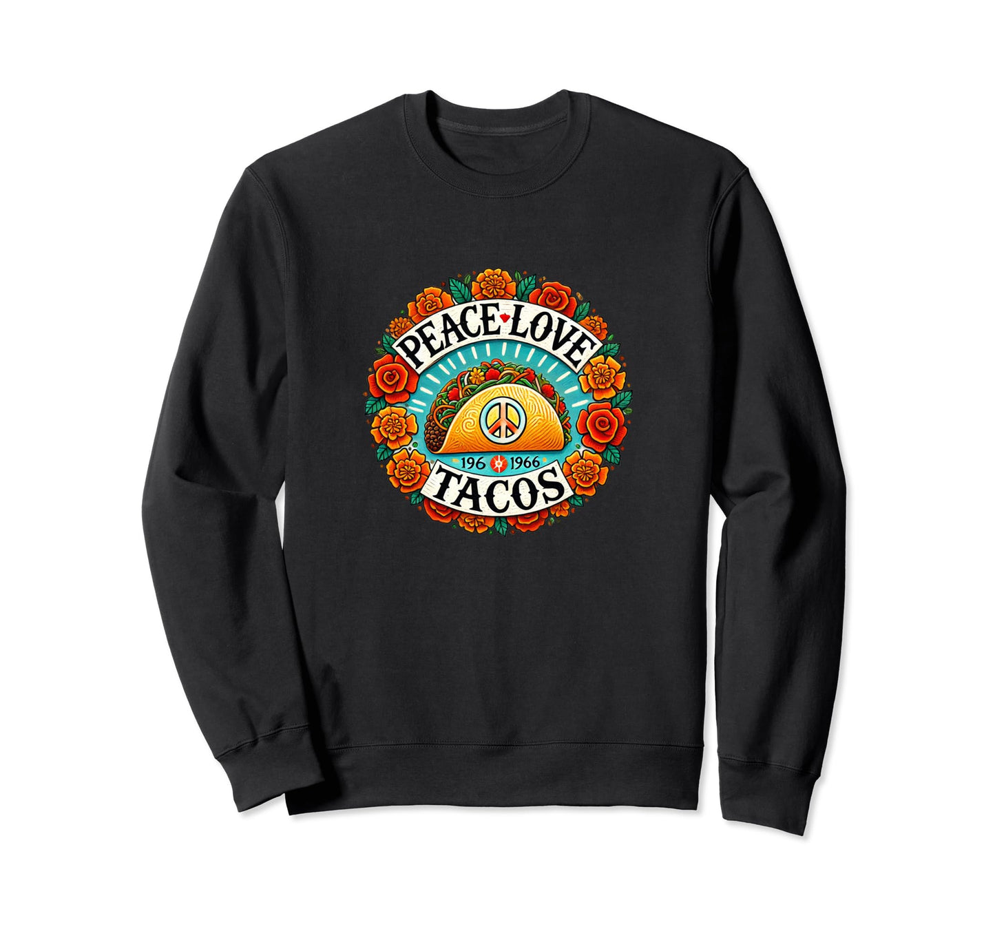Taco Lovers Illustration Peace Sweatshirt - Custom Art Print Men Women - T-Shirt, Sweatshirt, Hoodie