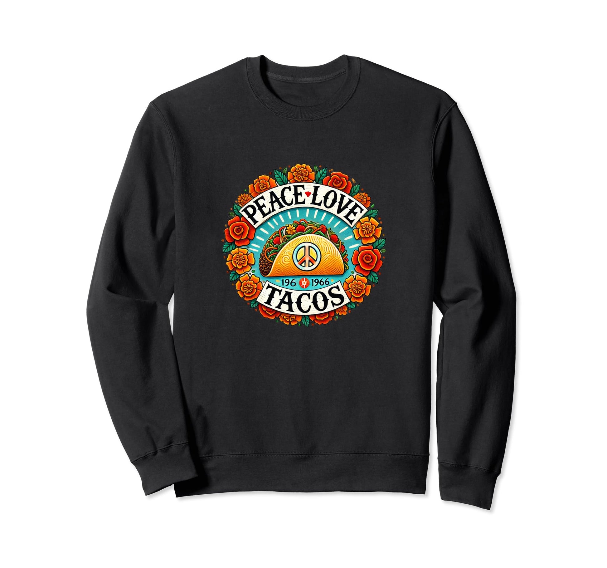 Taco Lovers Illustration Peace Sweatshirt - Custom Art Print Men Women - T-Shirt, Sweatshirt, Hoodie
