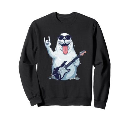 Seal Playing Guitar Funny Sweatshirt - Casual Everyday Wear Men Women - T-Shirt, Sweatshirt, Hoodie
