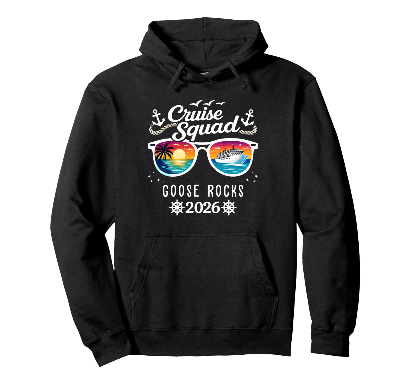 Fun Cruise Squad 2026 Goose Rocks Hoodie - Minimalist Print for Adults - T-Shirt, Sweatshirt, Hoodie