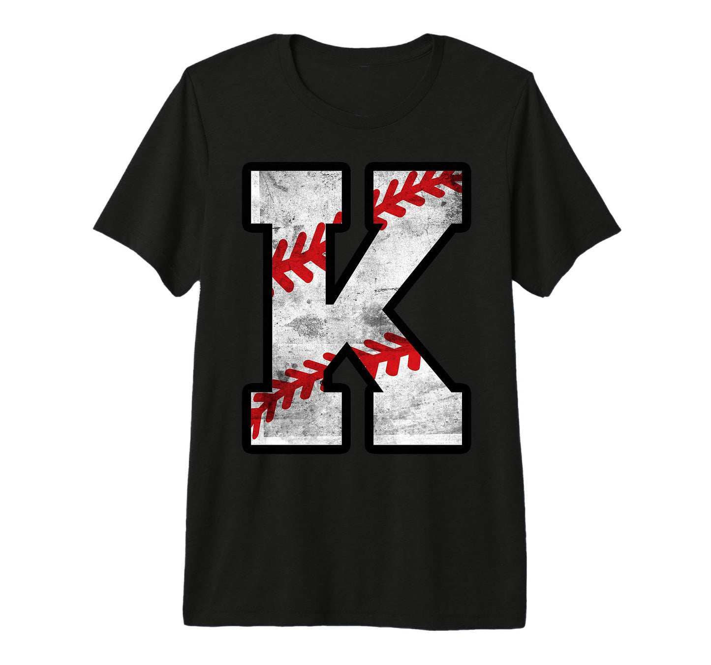 Distressed Baseball Letter K Tri Blend T-Shirt - Trendy Graphic Men Women - T-Shirt, Sweatshirt, Hoodie