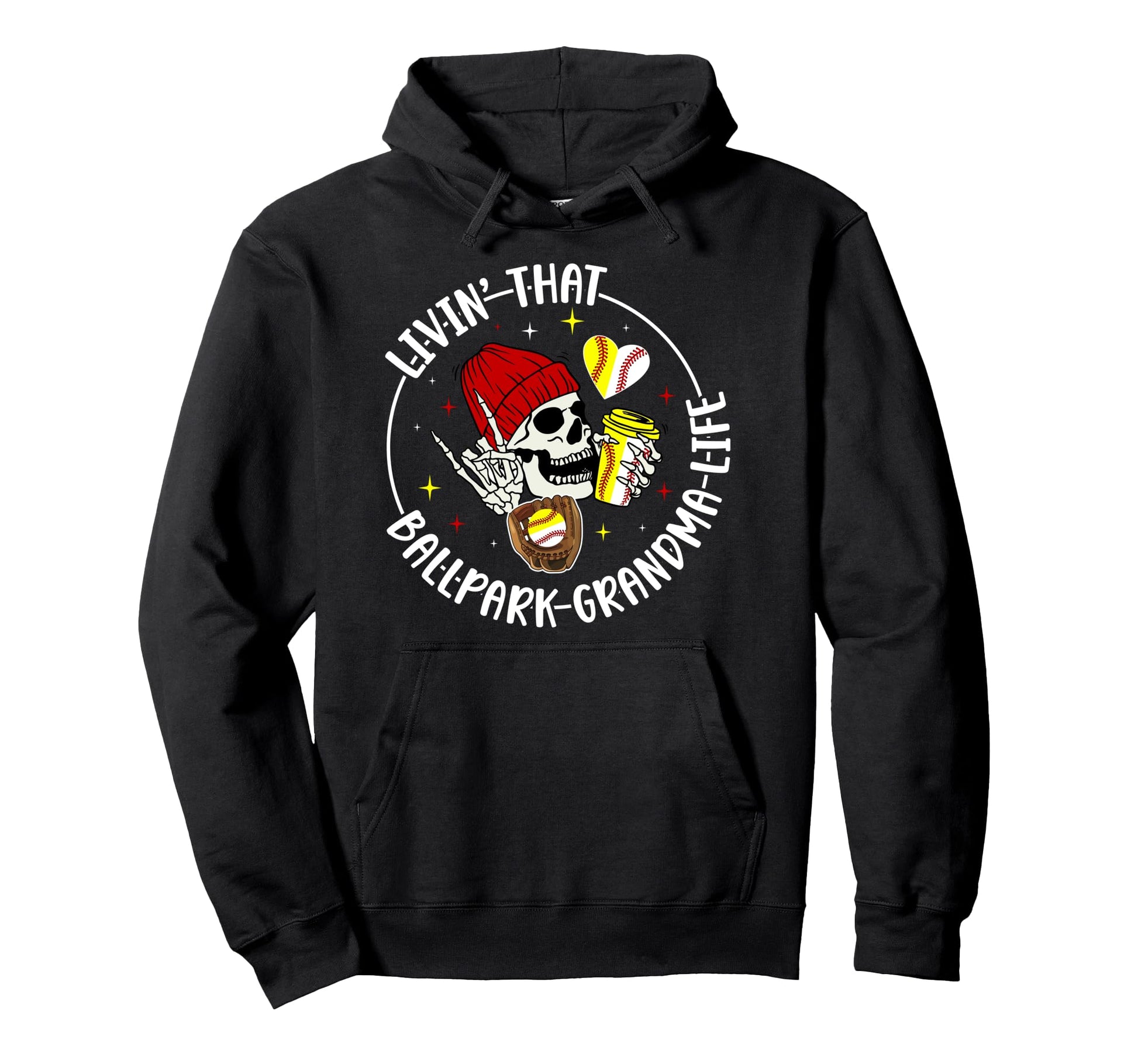 Livin That Ballpark Grandma Life Hoodie - Aesthetic Graphic Men Women - T-Shirt, Sweatshirt, Hoodie