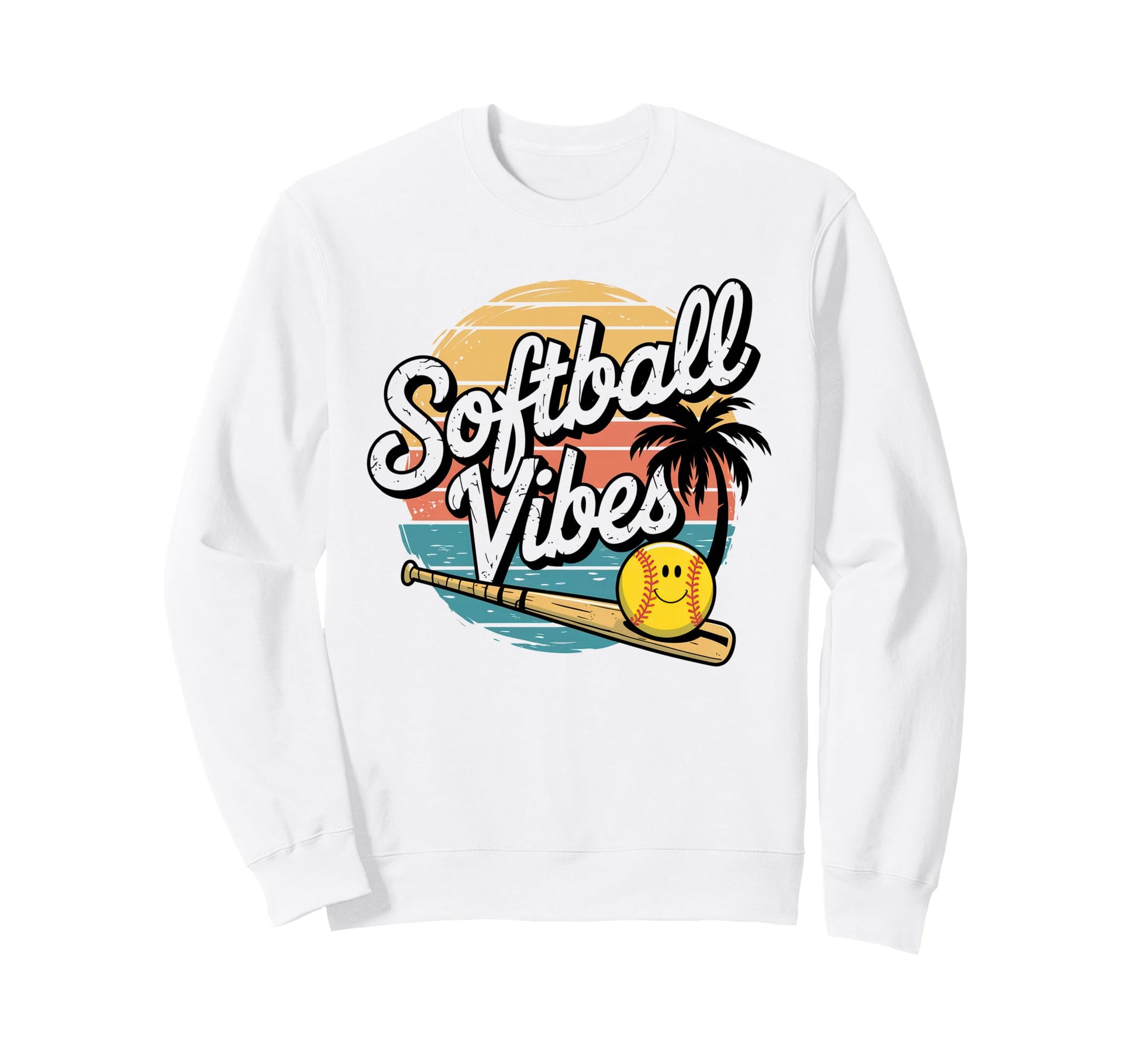 Softball Vibes Groovy Game Day Sweatshirt - Streetwear Style for Adults - T-Shirt, Sweatshirt, Hoodie