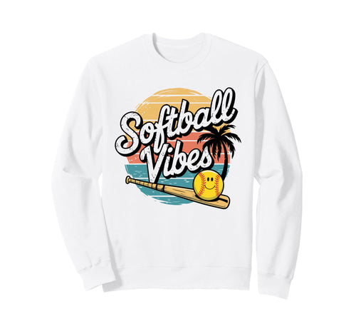 Softball Vibes Groovy Game Day Sweatshirt - Streetwear Style for Adults - T-Shirt, Sweatshirt, Hoodie