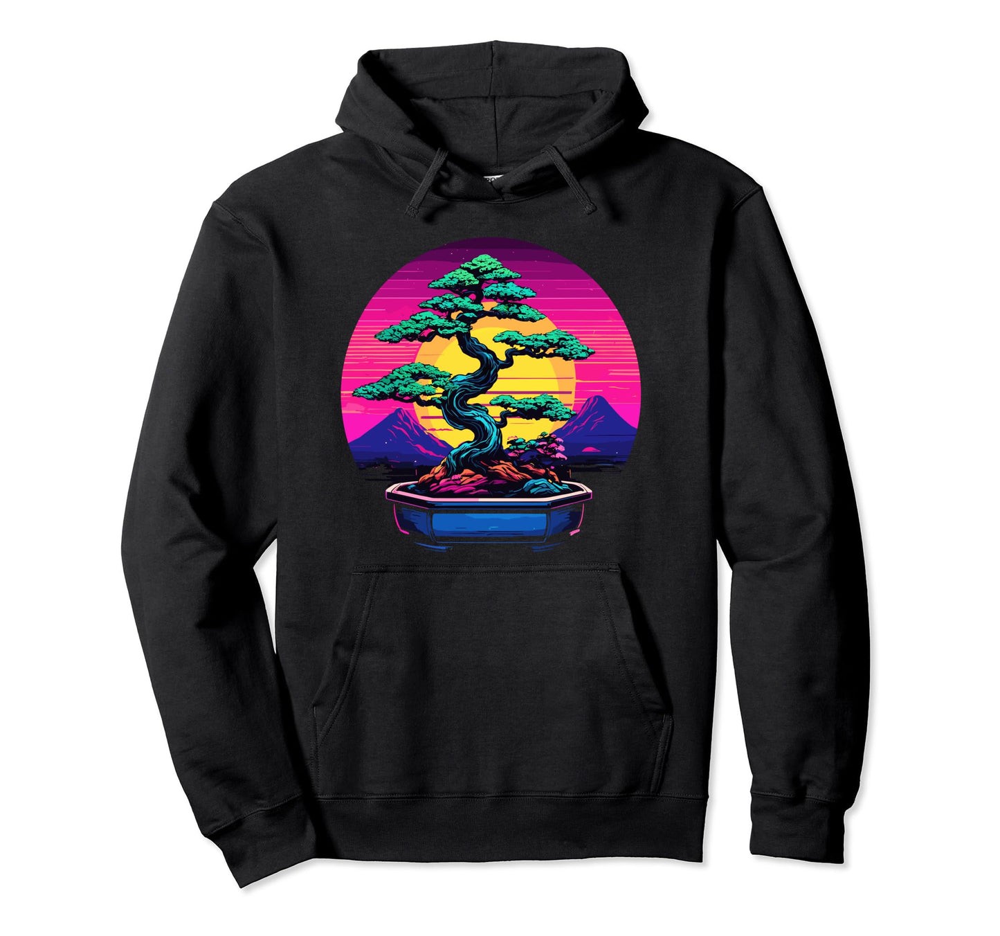 Bonsai Tree Vaporwave Cyberpunk Japan Hoodie - Trendy Graphic for Adults - T-Shirt, Sweatshirt, Hoodie