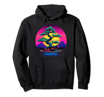 Bonsai Tree Vaporwave Cyberpunk Japan Hoodie - Trendy Graphic for Adults - T-Shirt, Sweatshirt, Hoodie