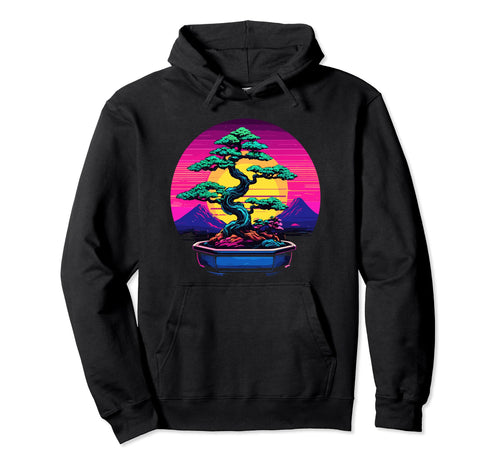 Bonsai Tree Vaporwave Cyberpunk Japan Hoodie - Trendy Graphic for Adults - T-Shirt, Sweatshirt, Hoodie