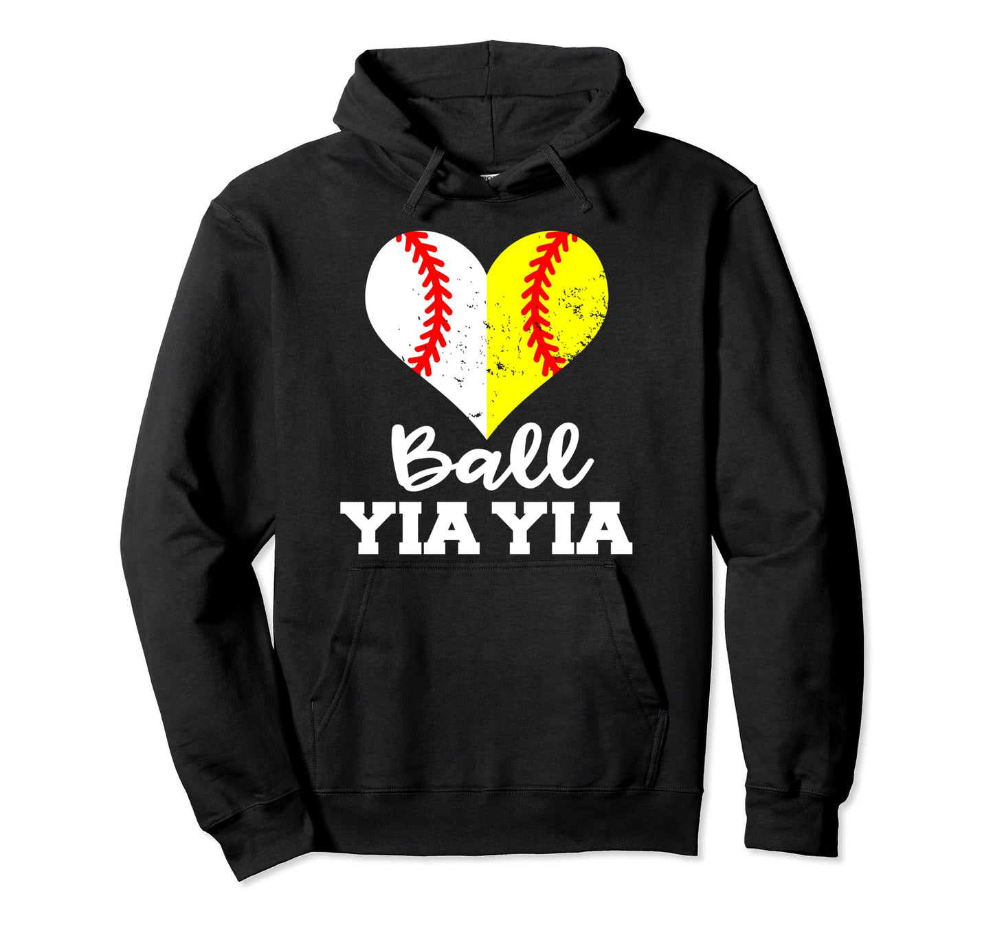 Ball Yia Yia Heart Funny Baseball Hoodie - Trendy Graphic Men Women - T-Shirt, Sweatshirt, Hoodie