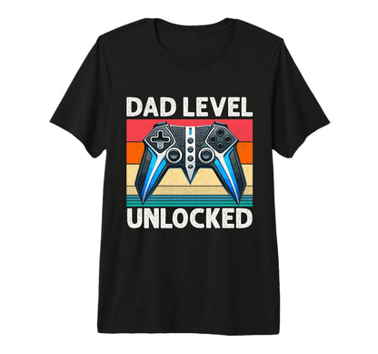 Dad Level Unlocked Controller Papa T-Shirt - Fun Novelty Design Men Women - T-Shirt, Sweatshirt, Hoodie