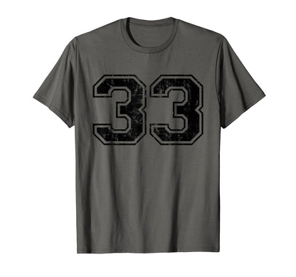 Number 33 Varsity Distressed Sport Team T-Shirt - Unique Graphic Men Women - T-Shirt, Sweatshirt, Hoodie
