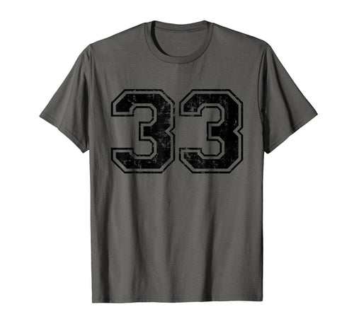 Number 33 Varsity Distressed Sport Team T-Shirt - Unique Graphic Men Women - T-Shirt, Sweatshirt, Hoodie
