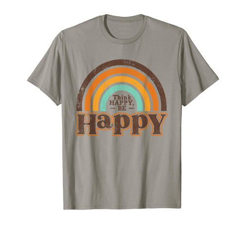 Think Happy Be Happy Rainbow Boho T-Shirt - Custom Art Print for Adults - T-Shirt, Sweatshirt, Hoodie