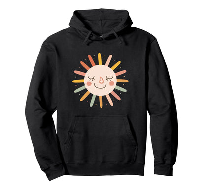 Sun 70S Rainbow Art Boho Boho Sun Hoodie - Novelty Apparel for Adults - T-Shirt, Sweatshirt, Hoodie