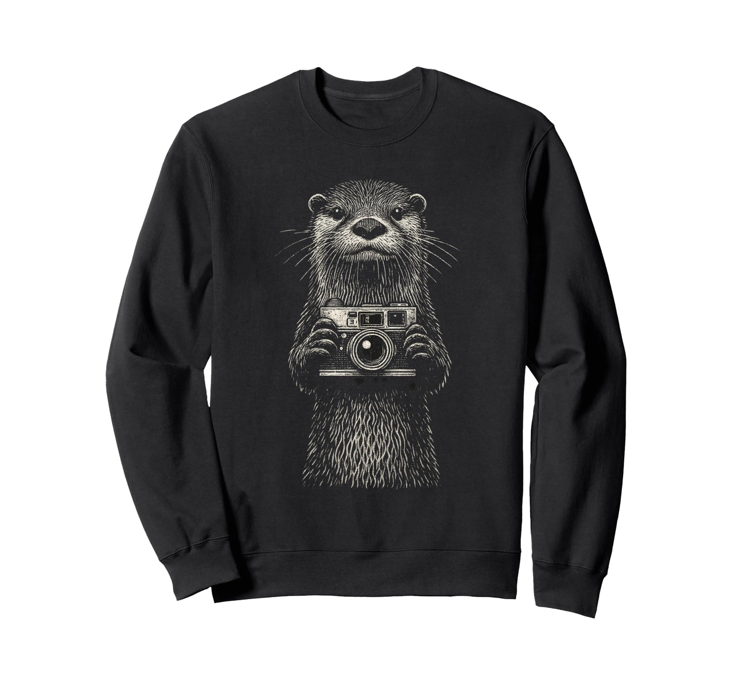 Otter Photographer Camera Sweatshirt - Fun Novelty Design for Adults - T-Shirt, Sweatshirt, Hoodie