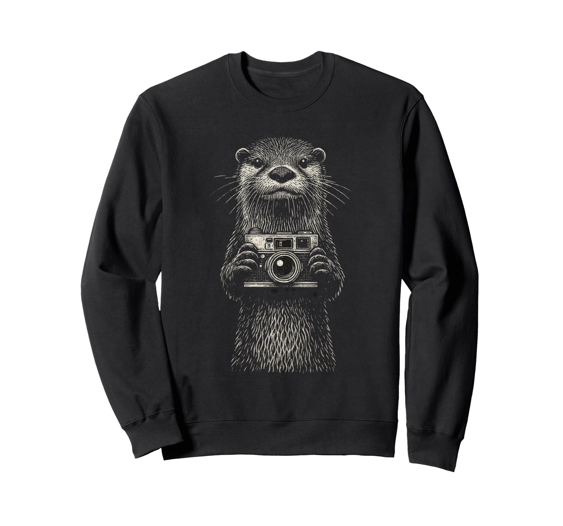 Otter Photographer Camera Sweatshirt - Fun Novelty Design for Adults - T-Shirt, Sweatshirt, Hoodie