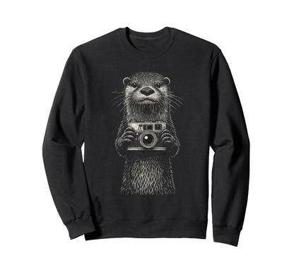 Otter Photographer Camera Sweatshirt - Fun Novelty Design for Adults - T-Shirt, Sweatshirt, Hoodie