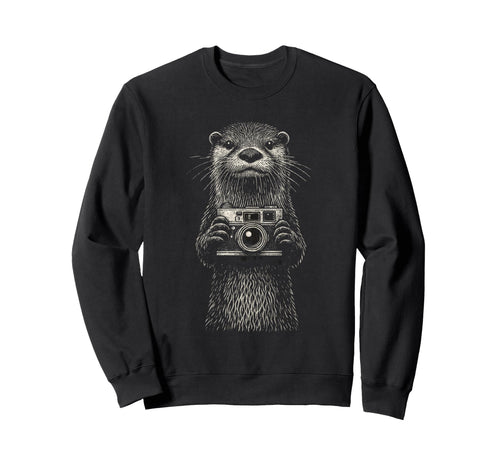 Otter Photographer Camera Sweatshirt - Fun Novelty Design for Adults - T-Shirt, Sweatshirt, Hoodie