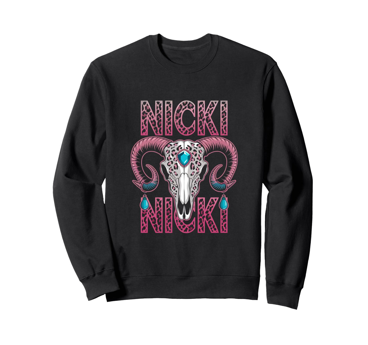 Custom Nicki Name Wife Bull Skeleton Sweatshirt - Graphic Print for Adults - T-Shirt, Sweatshirt, Hoodie