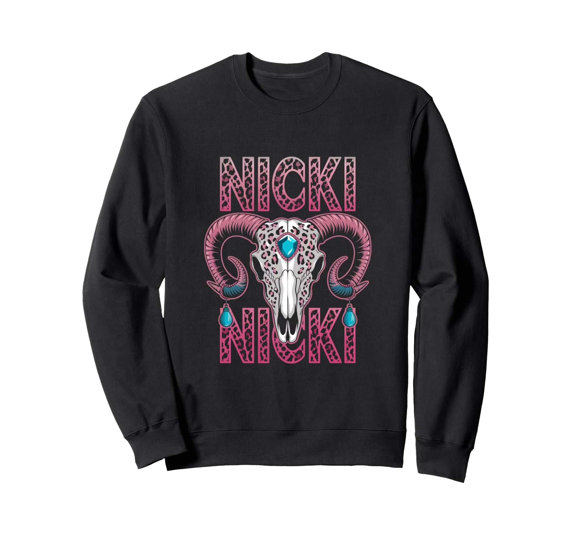 Custom Nicki Name Wife Bull Skeleton Sweatshirt - Graphic Print for Adults - T-Shirt, Sweatshirt, Hoodie