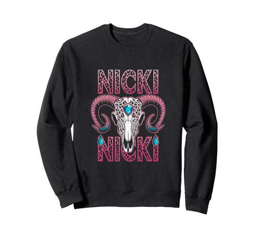 Custom Nicki Name Wife Bull Skeleton Sweatshirt - Graphic Print for Adults - T-Shirt, Sweatshirt, Hoodie