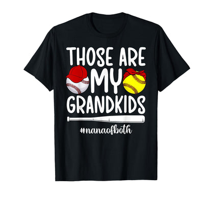 My Grandkids Nana Both Baseball Softball T-Shirt - Graphic Print Unisex - T-Shirt, Sweatshirt, Hoodie