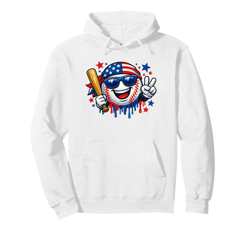Baseball Drip American Usa Flag 4Th Hoodie - Fun Novelty Design Men Women - T-Shirt, Sweatshirt, Hoodie