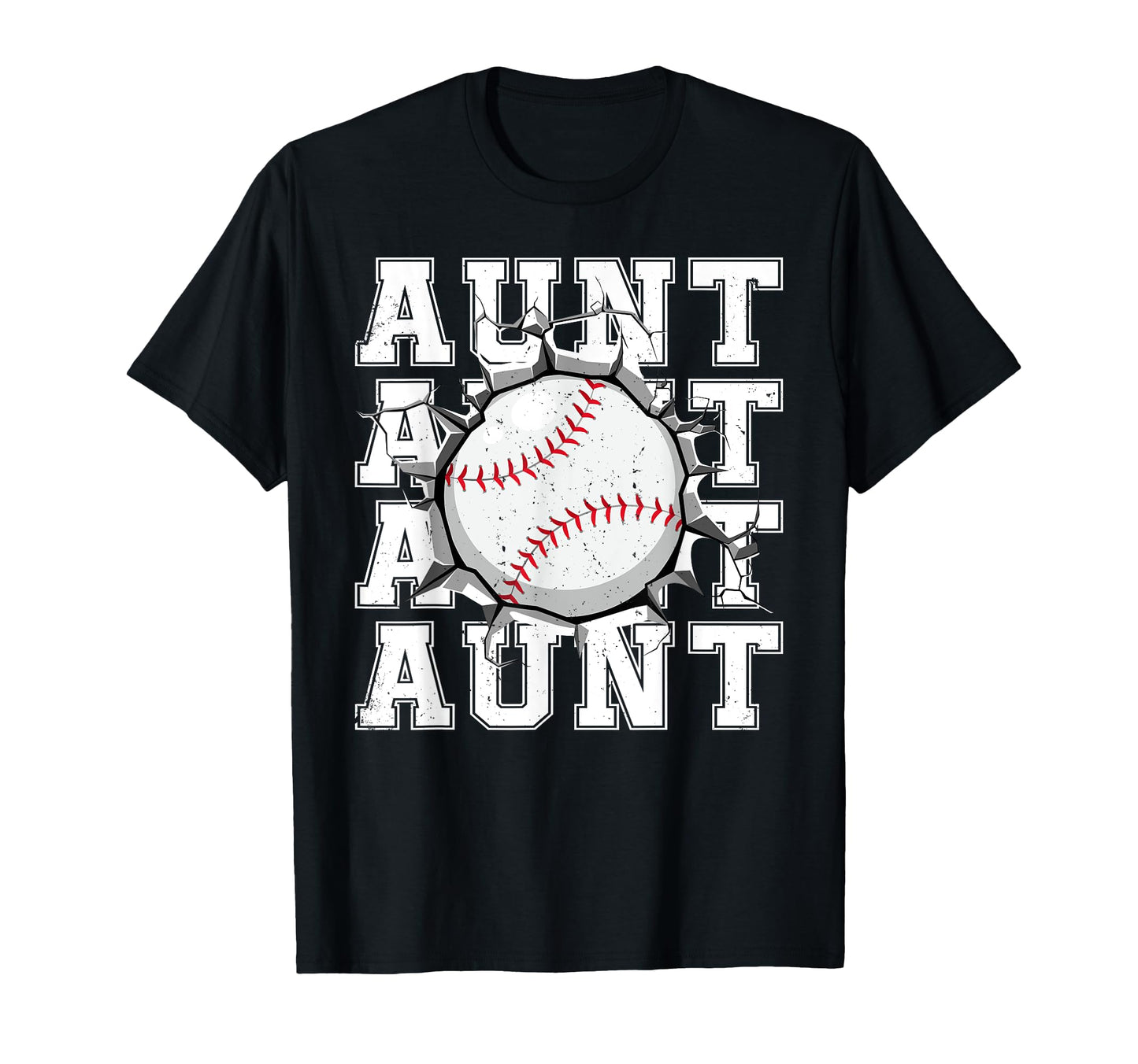 Baseball Aunt Cracked Wall Family T-Shirt - Novelty Apparel Men Women - T-Shirt, Sweatshirt, Hoodie