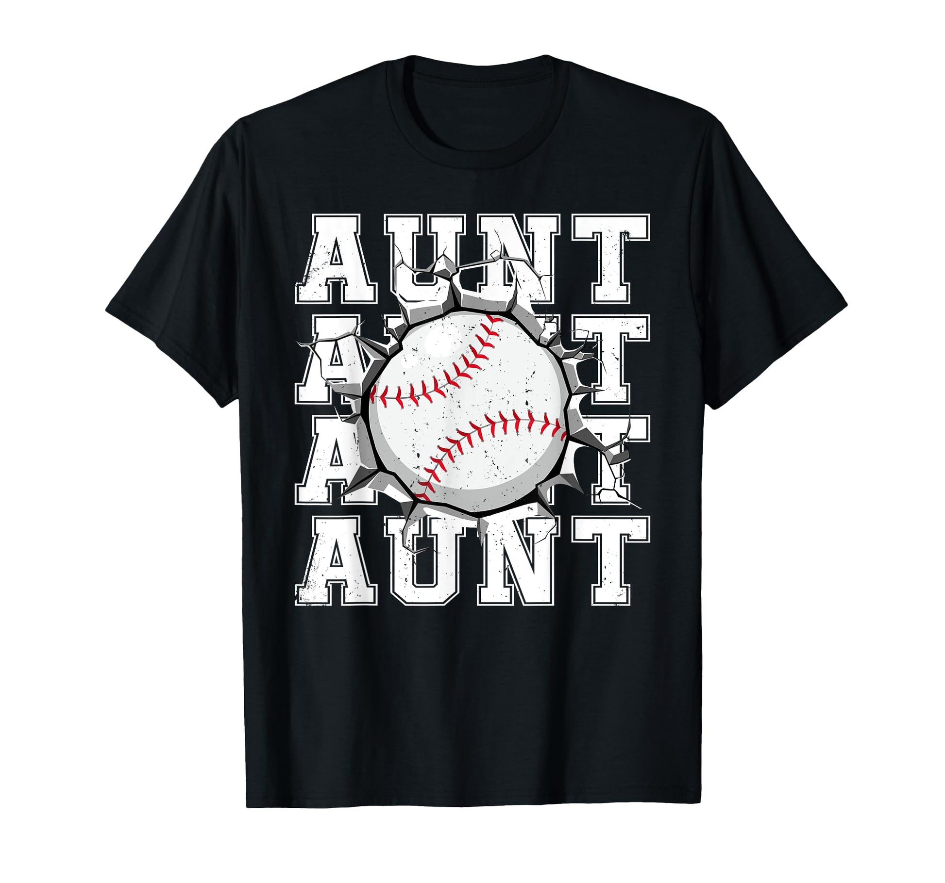 Baseball Aunt Cracked Wall Family T-Shirt - Novelty Apparel Men Women - T-Shirt, Sweatshirt, Hoodie