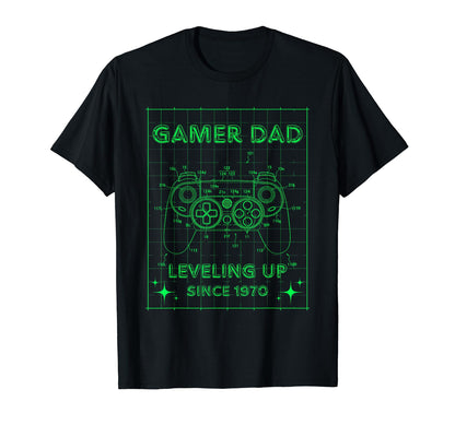 Gamer Dad Leveling Up Since 1970 T-Shirt - Unique Graphic for Adults - T-Shirt, Sweatshirt, Hoodie