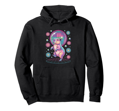 Capybara Disco Dance Vaporwave Hoodie - Aesthetic Graphic for Adults - T-Shirt, Sweatshirt, Hoodie