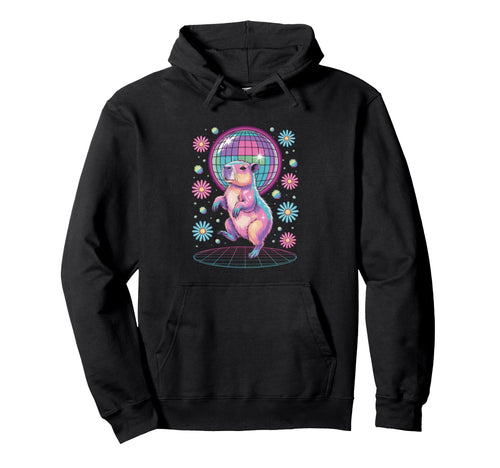 Capybara Disco Dance Vaporwave Hoodie - Aesthetic Graphic for Adults - T-Shirt, Sweatshirt, Hoodie