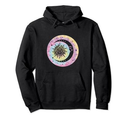 Boho Tie Dye Hippie Moon Sun Stars Hoodie - Novelty Apparel Men Women - T-Shirt, Sweatshirt, Hoodie