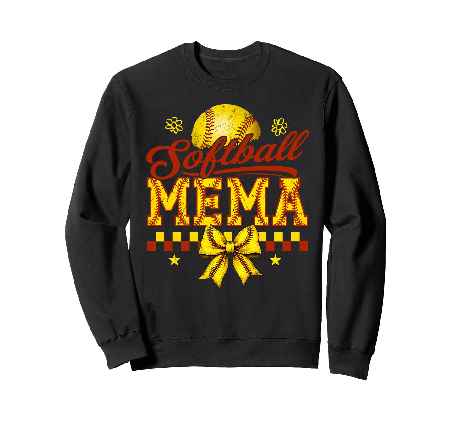 Softball Mema Coquette Bow Mothers Sweatshirt - Custom Art Print Unisex - T-Shirt, Sweatshirt, Hoodie