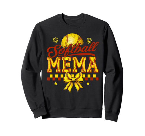 Softball Mema Coquette Bow Mothers Sweatshirt - Custom Art Print Unisex - T-Shirt, Sweatshirt, Hoodie
